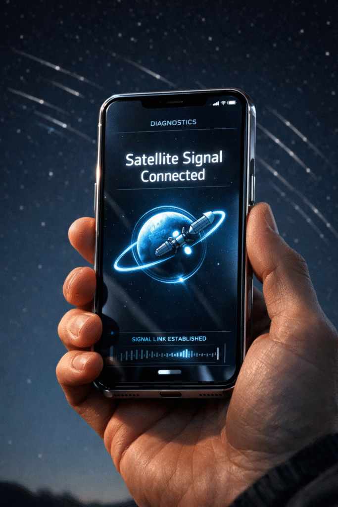 Satellite connection under the night sky